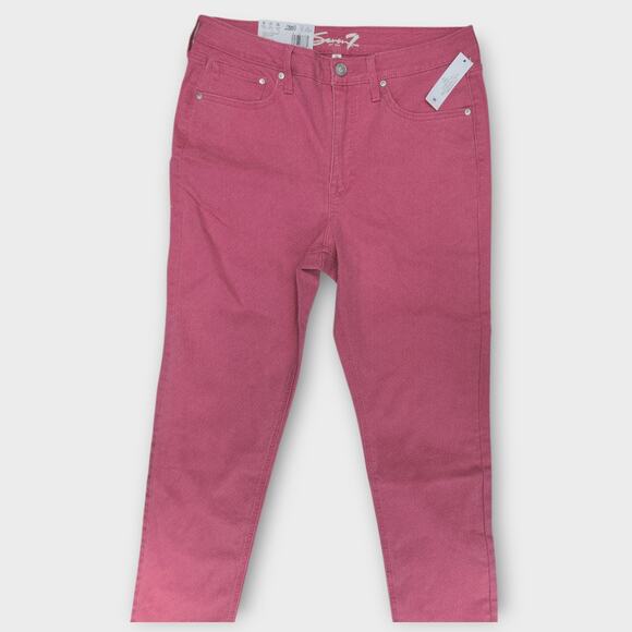 Seven7 Jeans Women's 10 Slim Straight High-Rise Fitted Hips Pink Barbiecore NWT - Picture 3 of 8